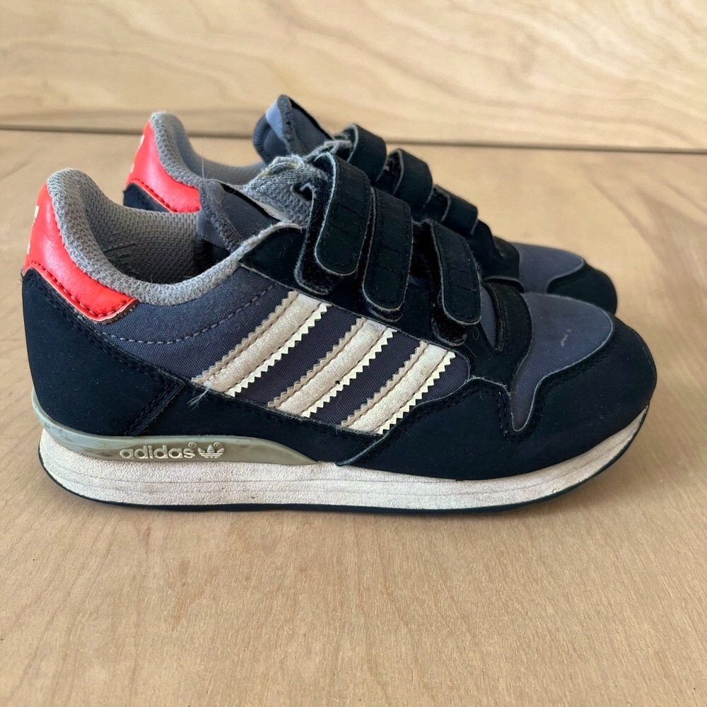 Adidas Kids Black and Gray Sneakers With Velcro Enclosures - Picture 2 of 10